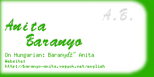 anita baranyo business card